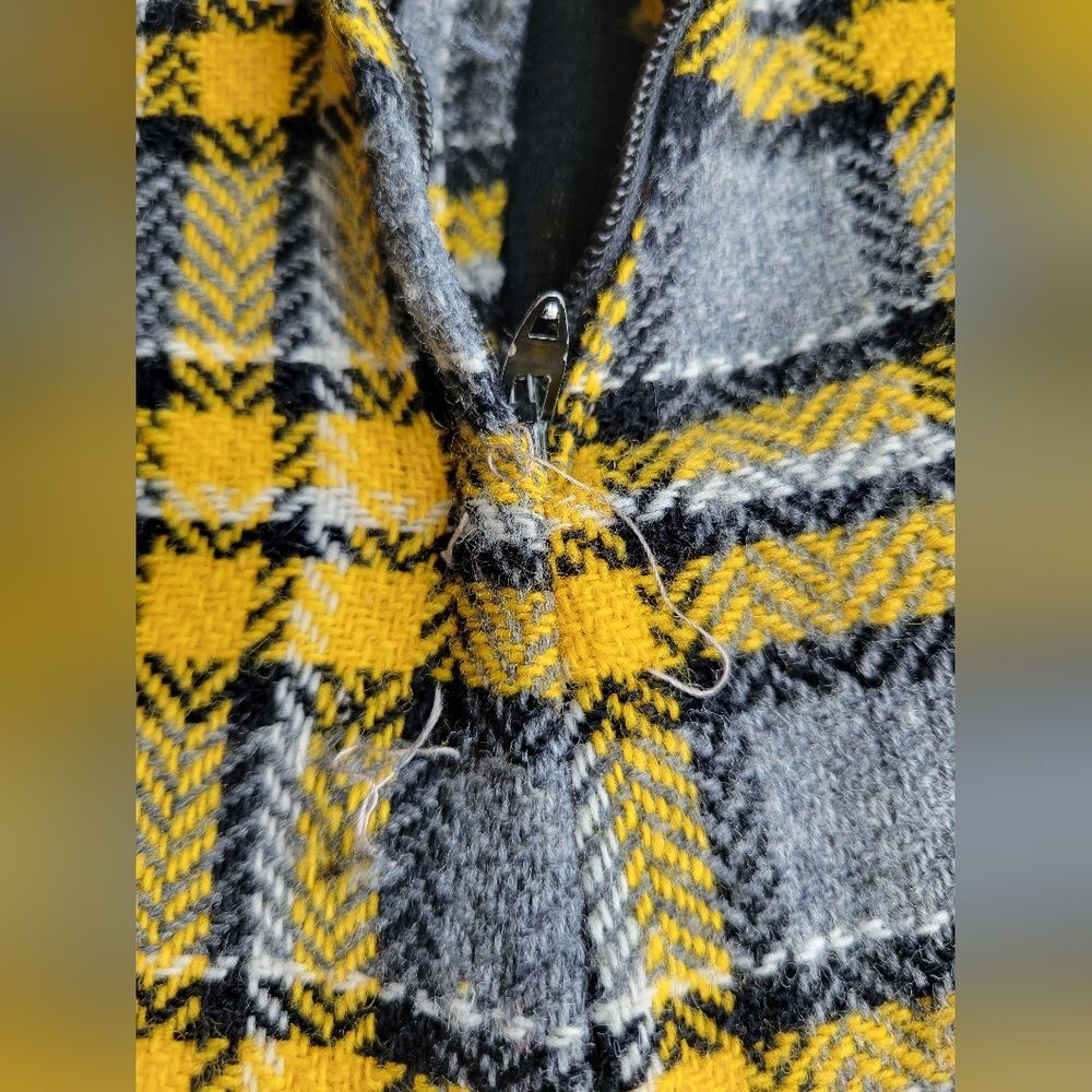 1960s Vintage Handmade Plaid Vest & Mini Skirt Set XS Mod Punk Two Piece - Picture 5 of 16